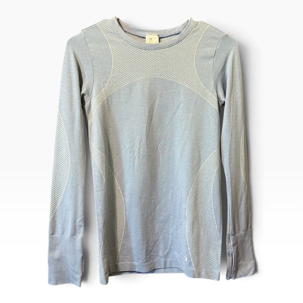 GapFit Motion Long Sleeve Active Top Small Blue Mesh Thumbhole Running Shirt